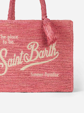 Pink Colette Raffia handbag with embroidery - MC2 Saint Barth