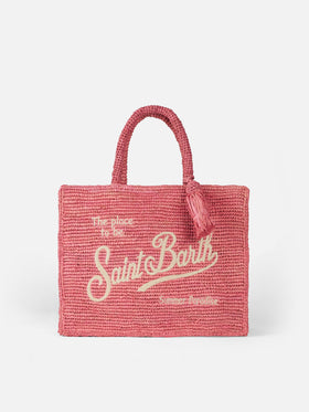 Pink Colette Raffia handbag with embroidery - MC2 Saint Barth