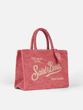 Pink Colette Raffia handbag with embroidery - MC2 Saint Barth
