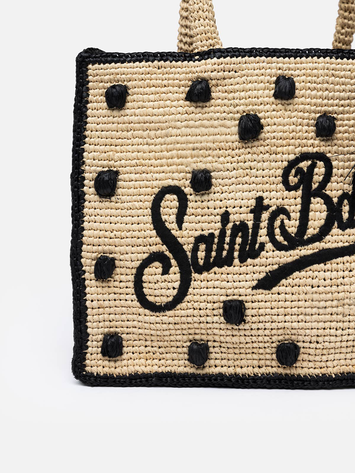 Natural beige Colette Raffia handbag with polka dot appliqués - MC2 Saint Barth