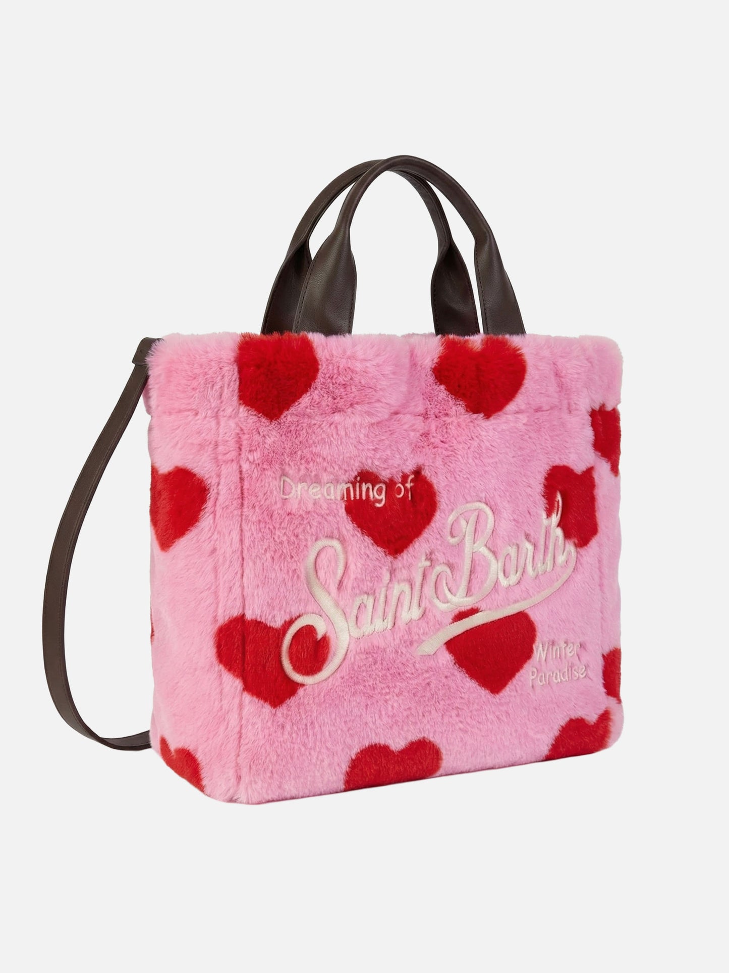 Colette Soft faux fur bag with heart print