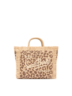 Colette Straw effect handbag with animalier print - MC2 Saint Barth