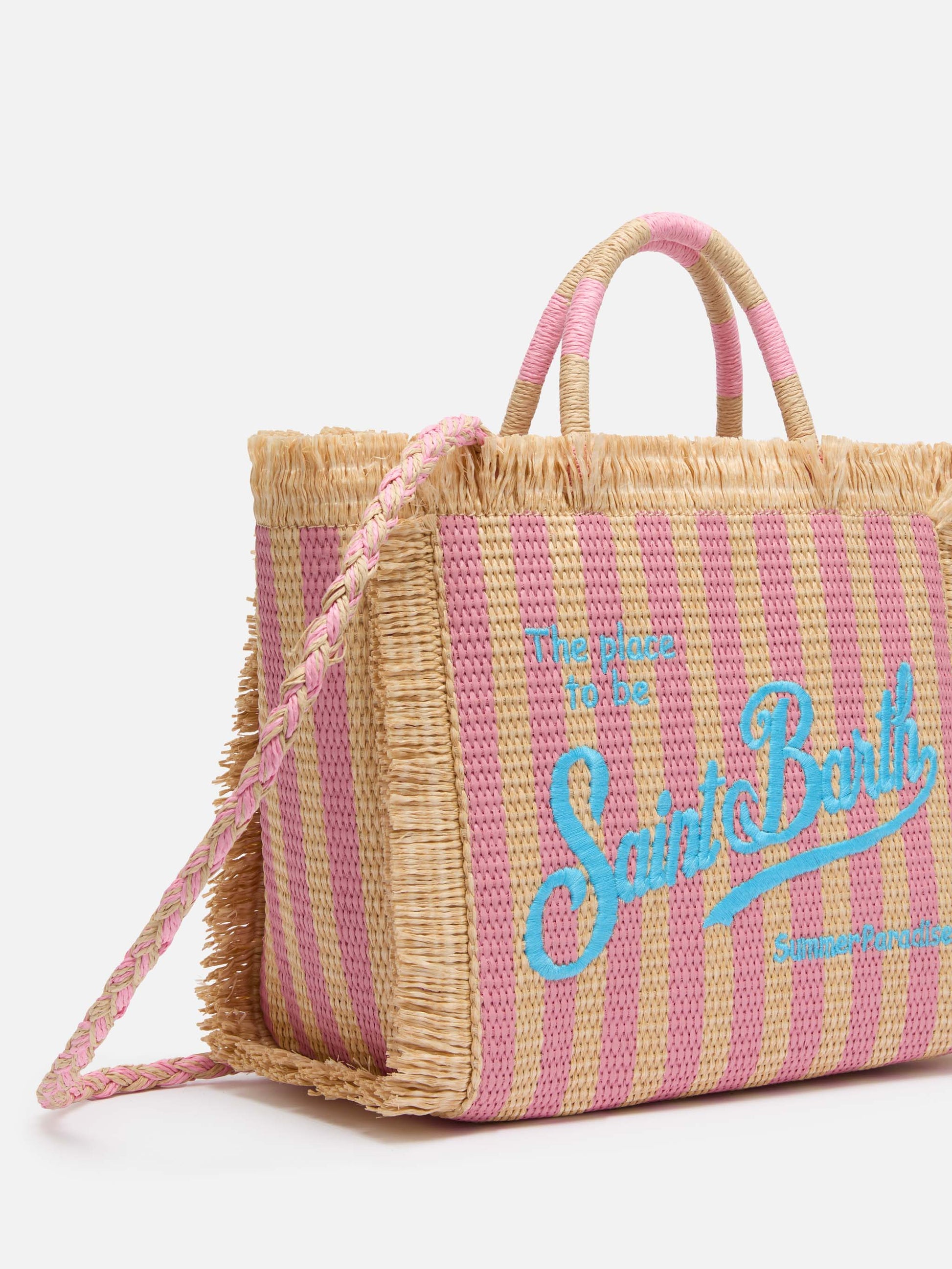 Colette Straw effect handbag with striped print - MC2 Saint Barth