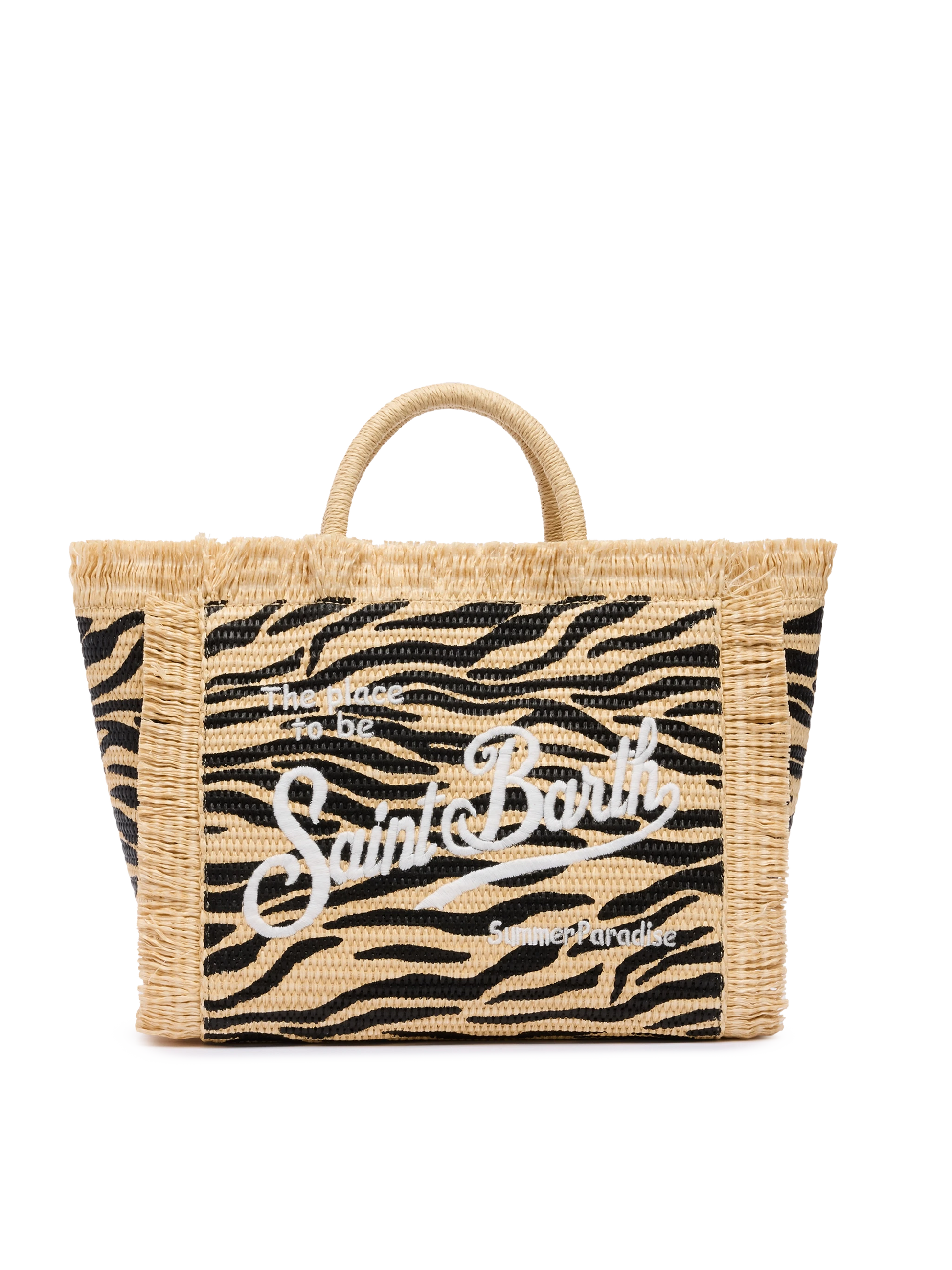 Colette Straw effect handbag with zebra print - MC2 Saint Barth