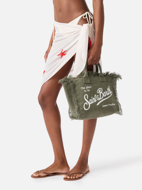Colette-Tasche aus einfarbigem Leinen in Militärgrün 