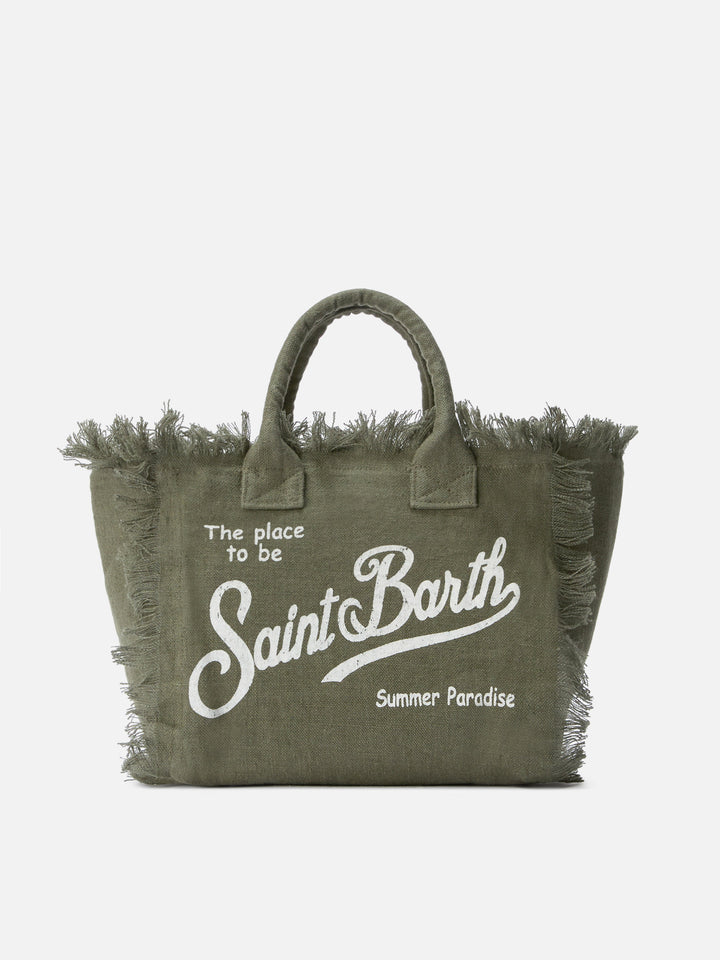 Sac Colette en lin uni vert militaire 