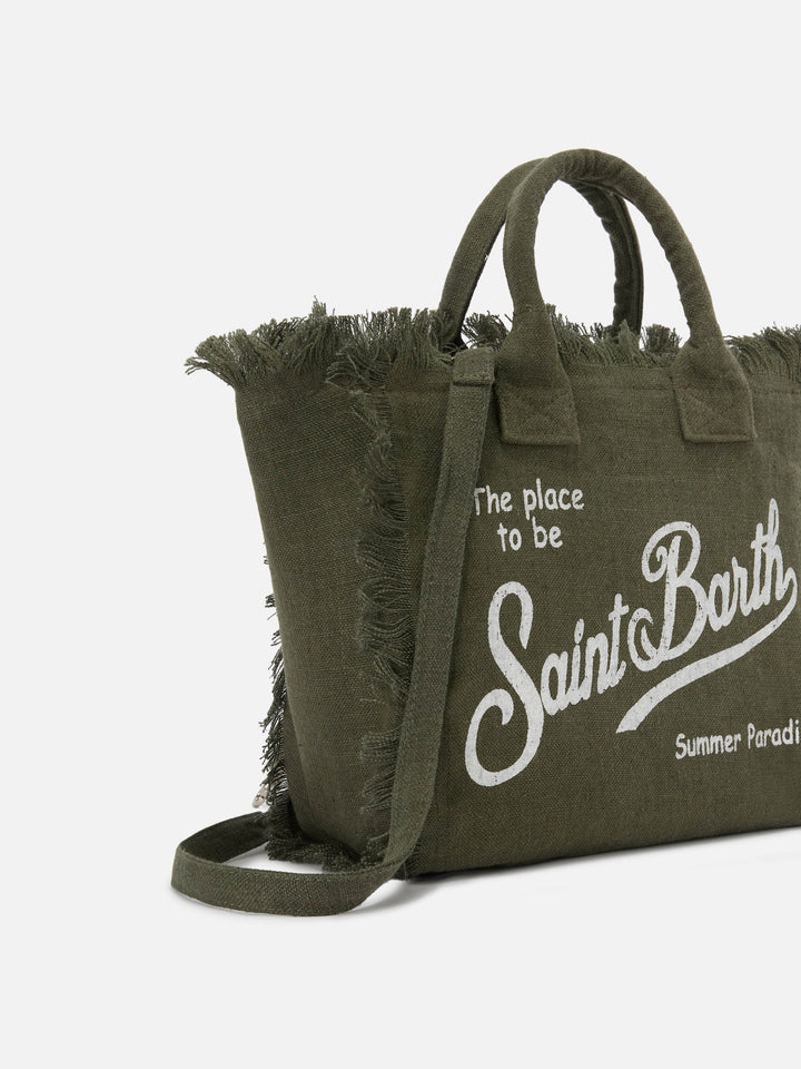 Borsa Colette in lino verde militare tinta unita