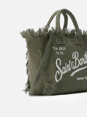 Colette-Tasche aus einfarbigem Leinen in Militärgrün 
