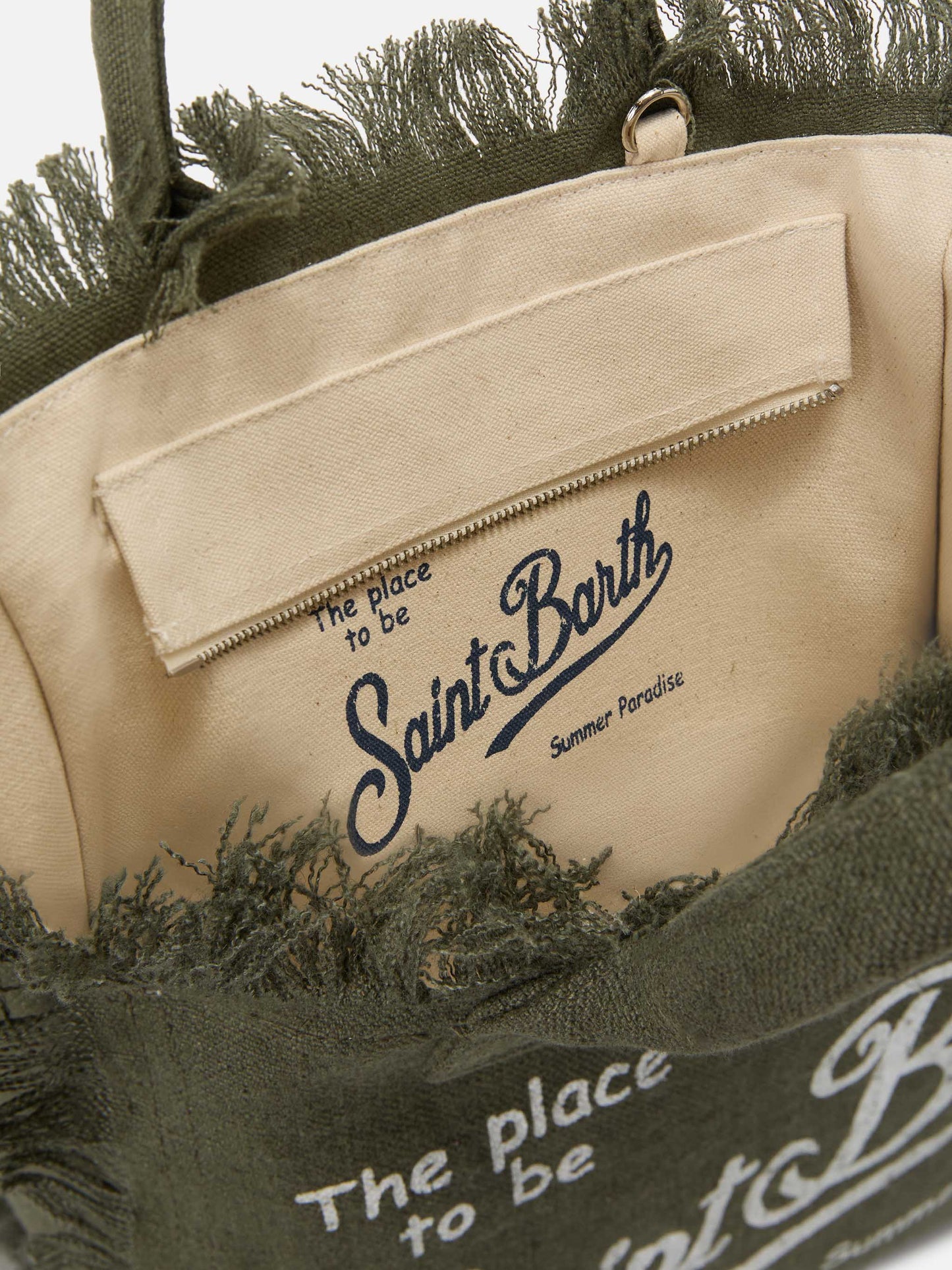 Colette-Tasche aus einfarbigem Leinen in Militärgrün 