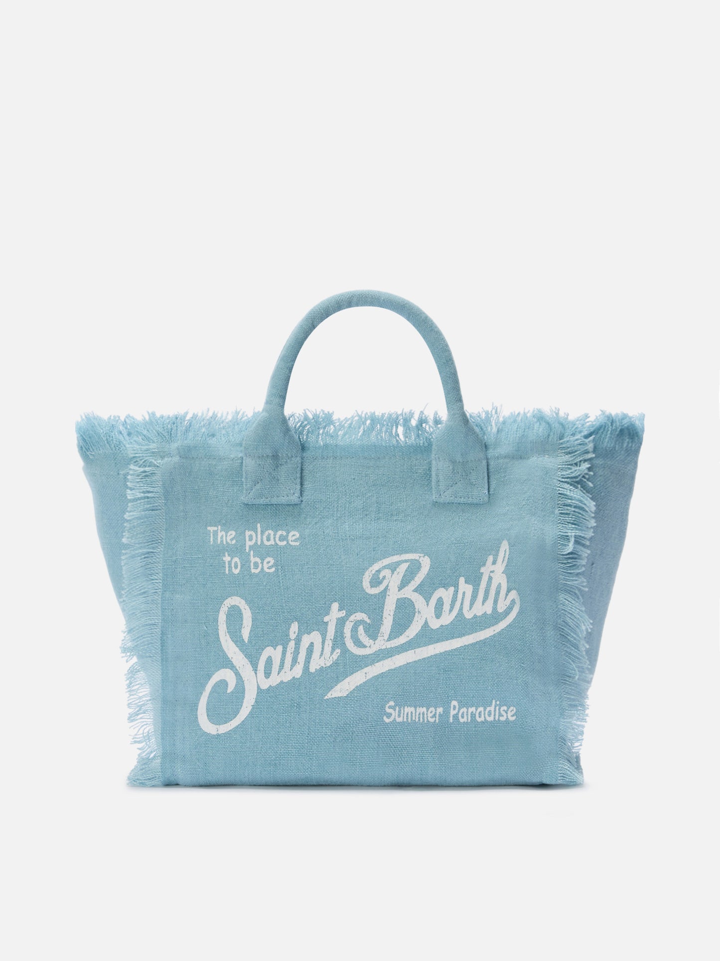 Borsa Colette in lino azzurro tinta unita