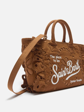 Sac Colette Volant en coton broderie anglaise marron 