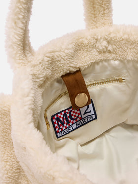 Borsa a mano Colette Teddy in sherpa bianco con maxi logo