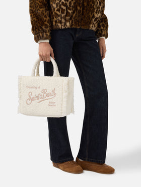 Colette Tweed Handbag in white wool blend