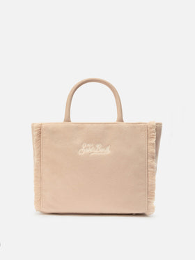 Borsa a mano Colette Felt in misto lana beige
