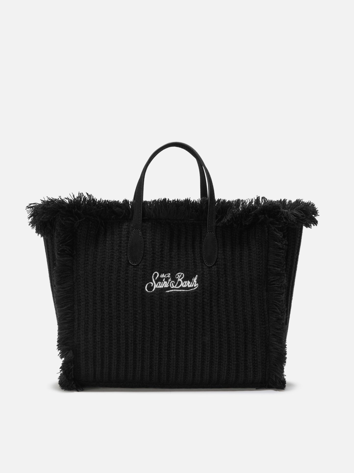 Borsa a mano Colette Wool Rib a trecce effetto lana in nero