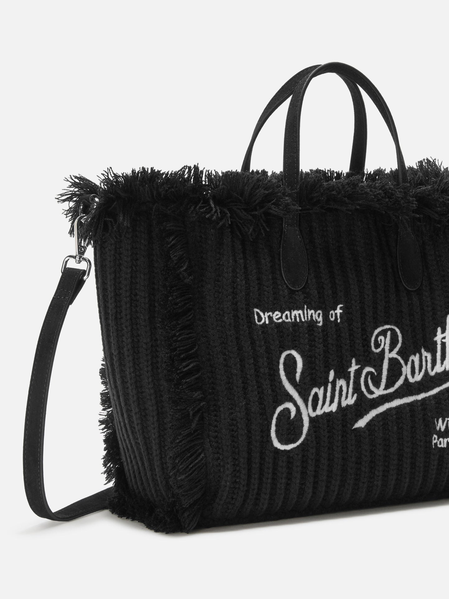 Borsa a mano Colette Wool Rib a trecce effetto lana in nero