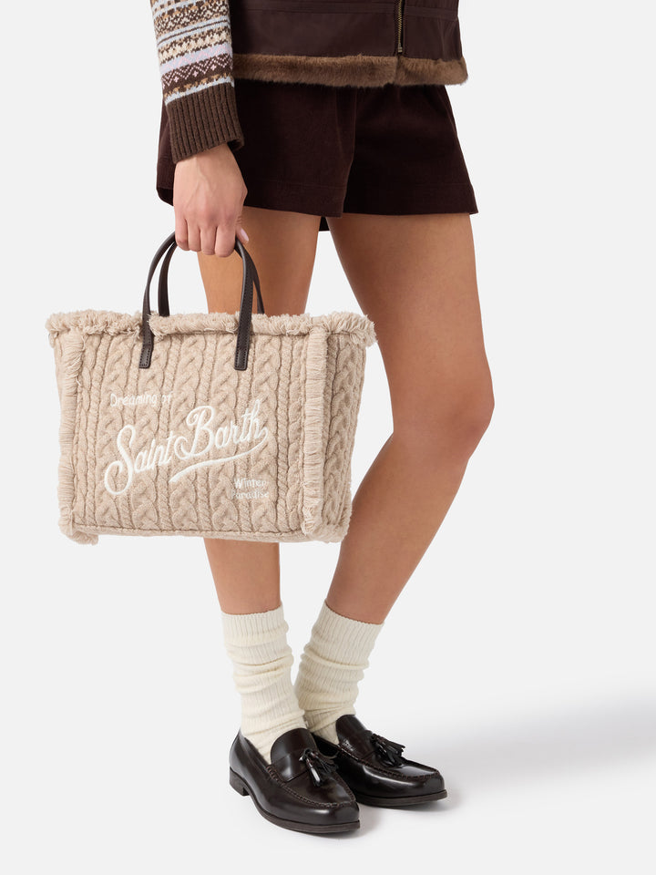 Sac beige Colette avec motif maille torsadée 