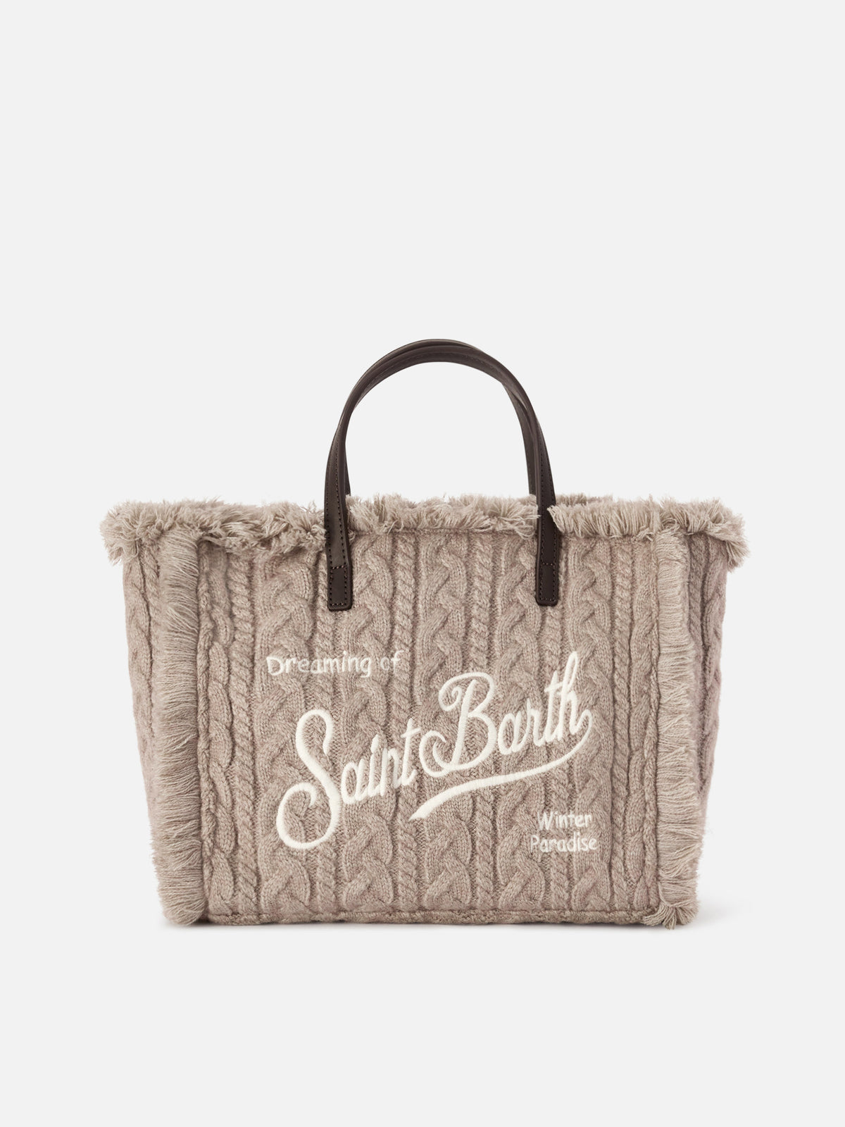 Grey Colette bag with cable knit design