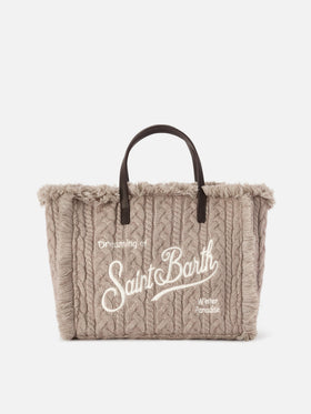 Grey Colette bag with cable knit design
