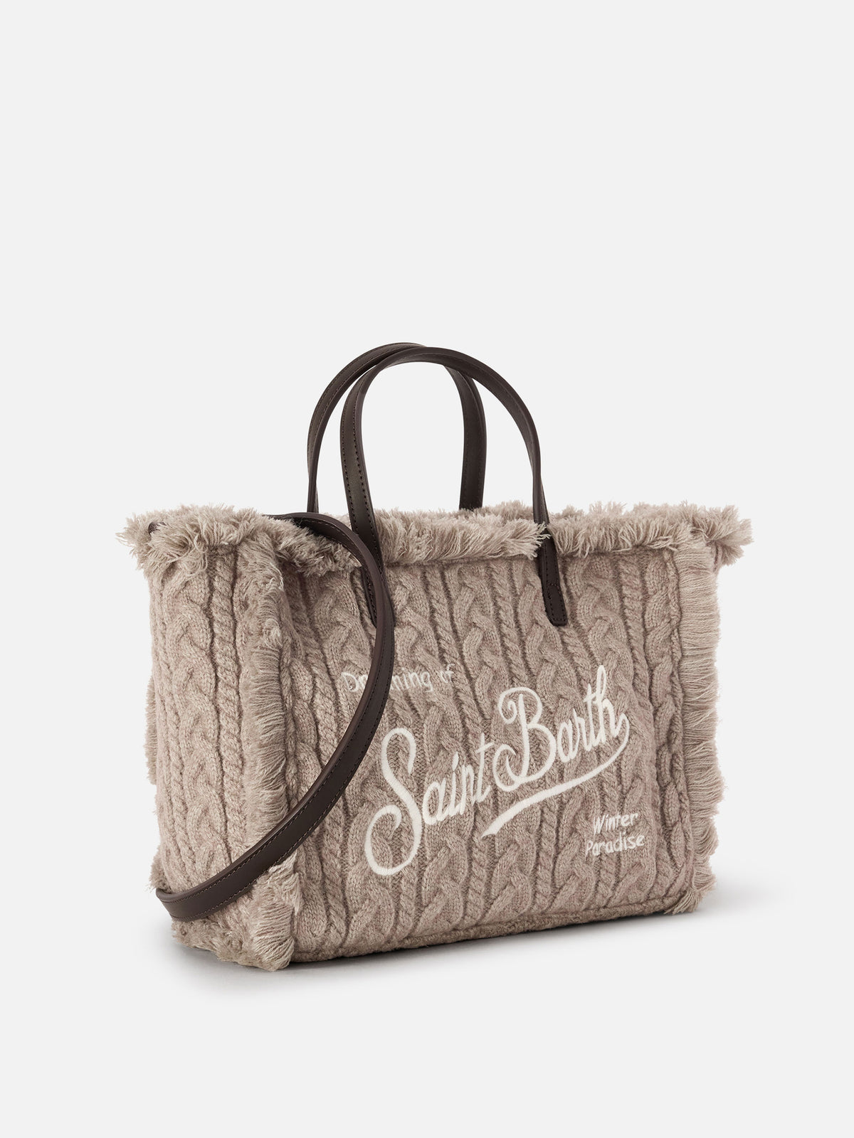 Grey Colette bag with cable knit design