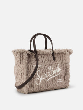Grey Colette bag with cable knit design