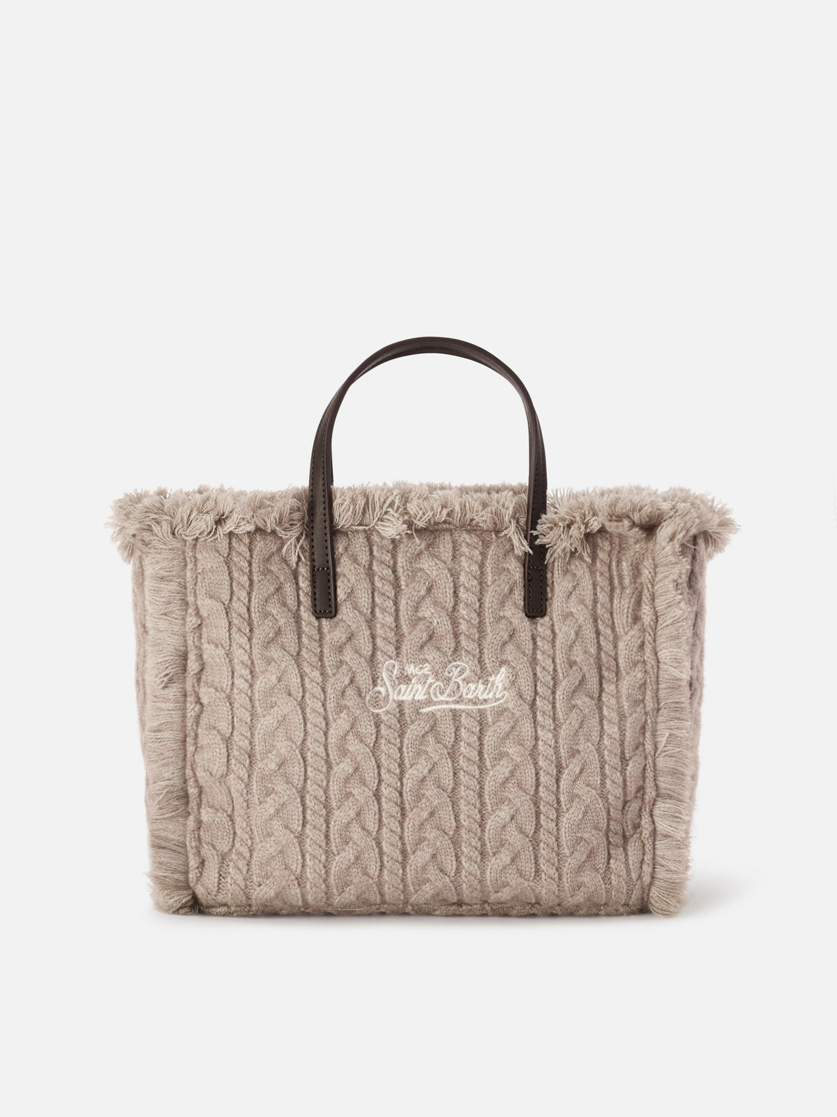 Grey Colette bag with cable knit design