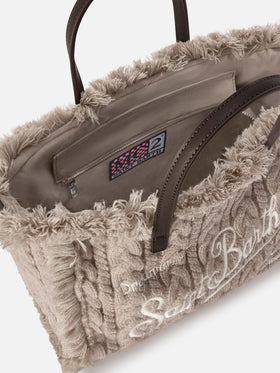 Grey Colette bag with cable knit design