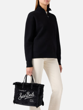 Bolso de terciopelo negro Colette con bordado del logo 