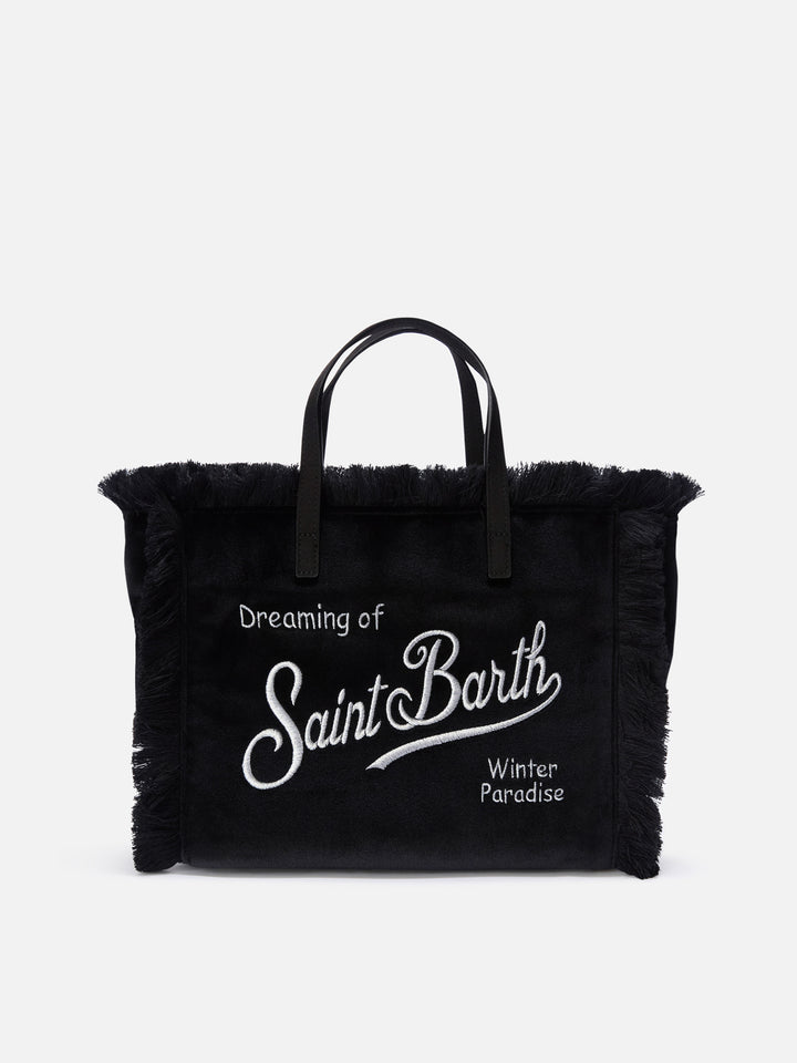 Black Colette velvet bag with logo embroidery