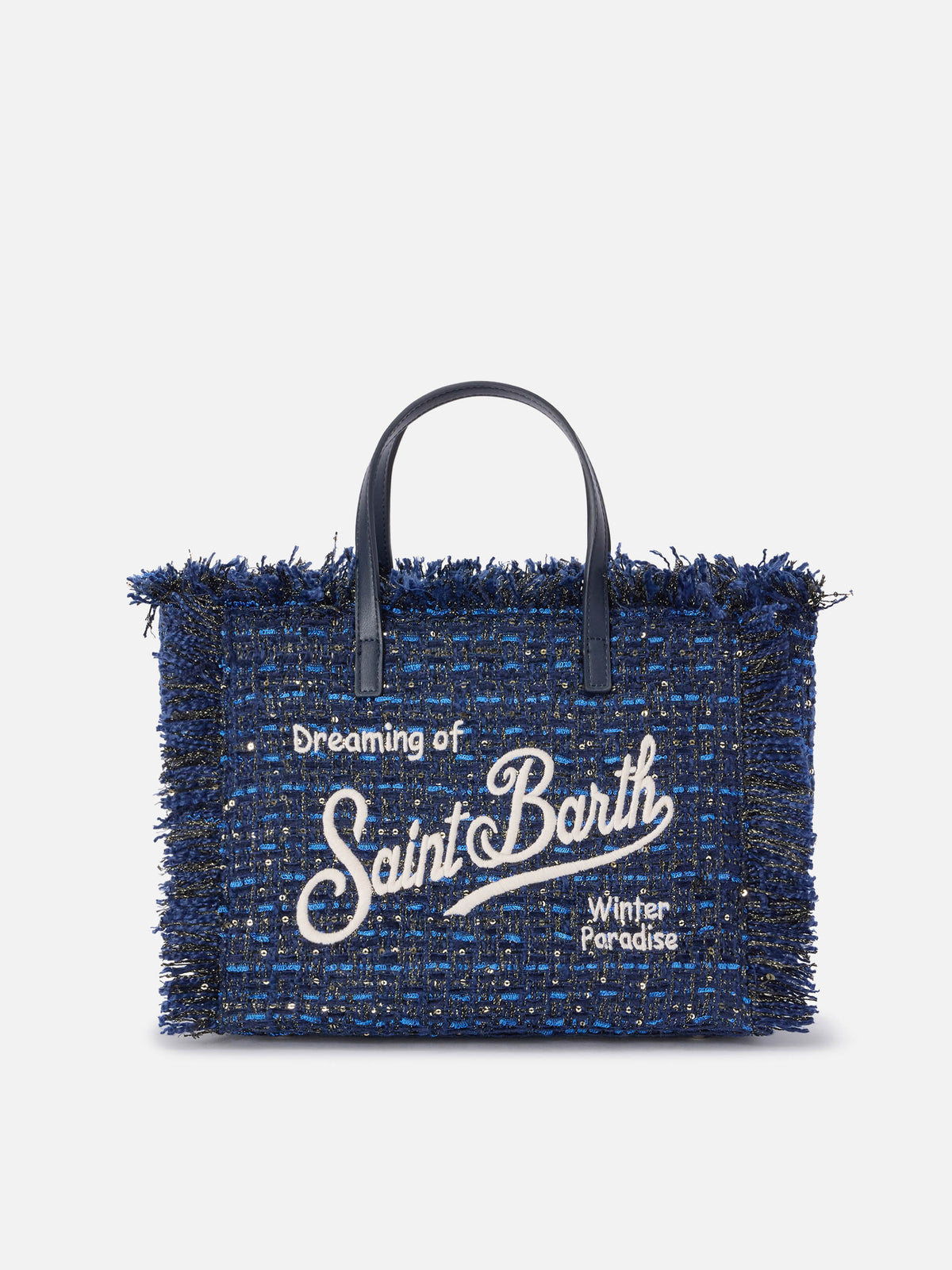 Navy blue Colette bag with lurex threads and logo embroidery