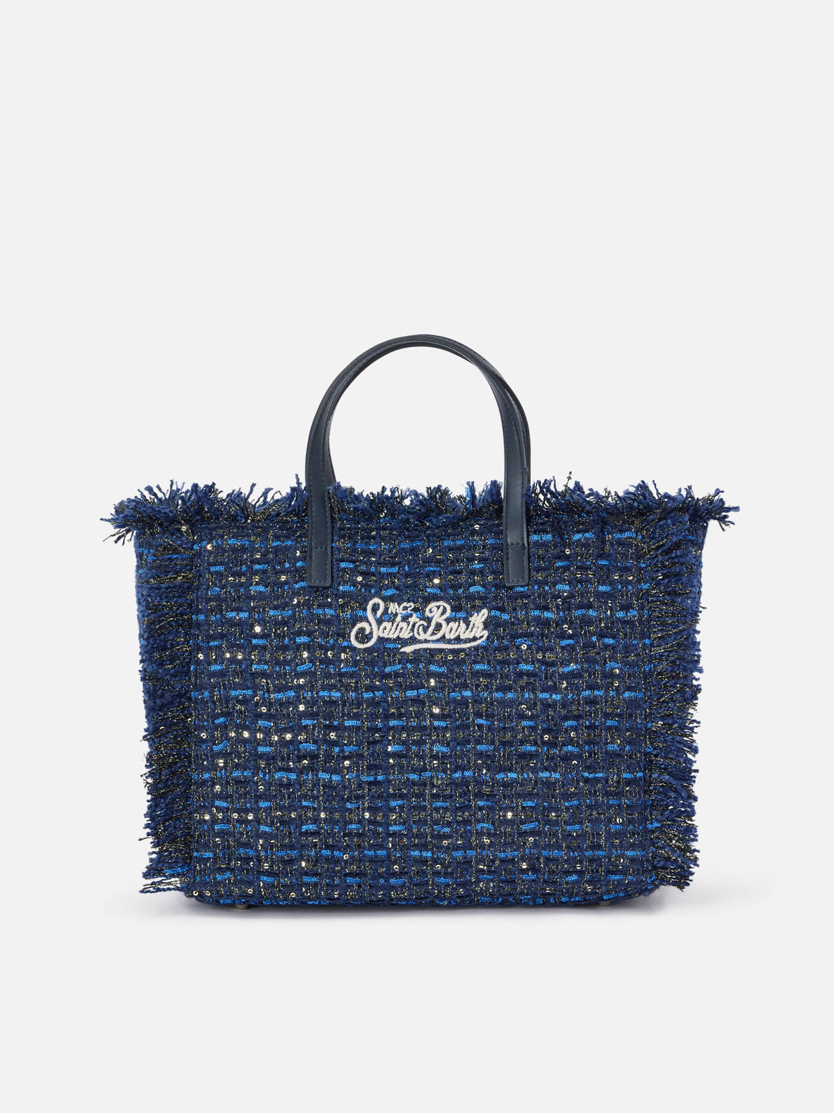 Navy blue Colette bag with lurex threads and logo embroidery