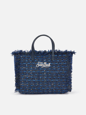 Navy blue Colette bag with lurex threads and logo embroidery
