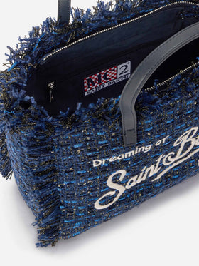 Navy blue Colette bag with lurex threads and logo embroidery