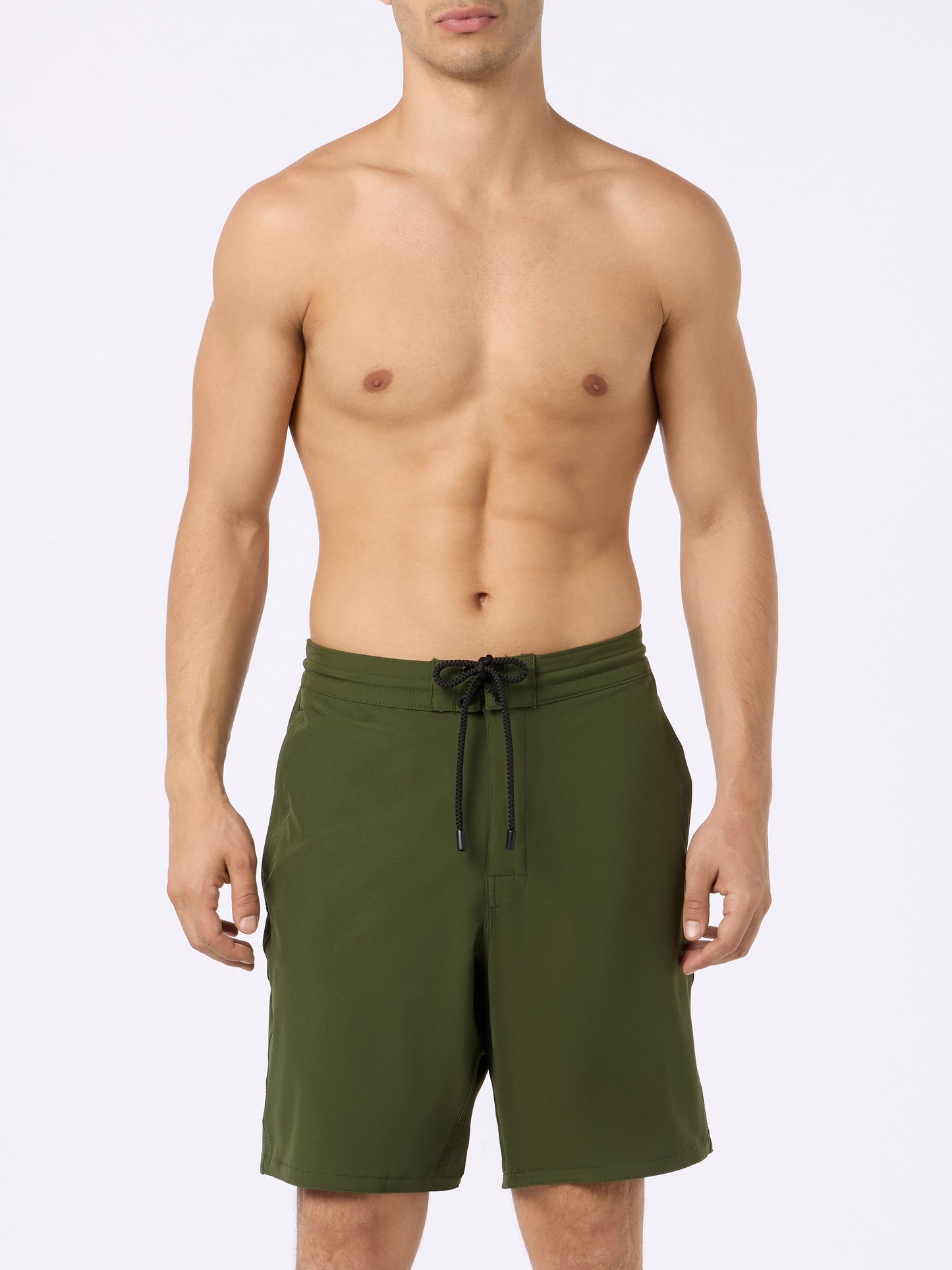 Military green long stretch Comfort Surf swim shorts - MC2 Saint Barth