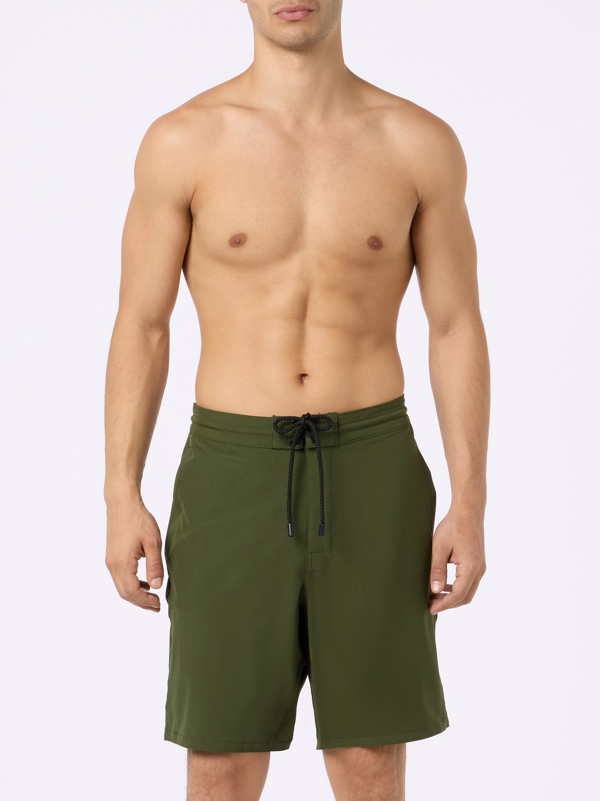 Military green long stretch Comfort Surf swim shorts - MC2 Saint Barth