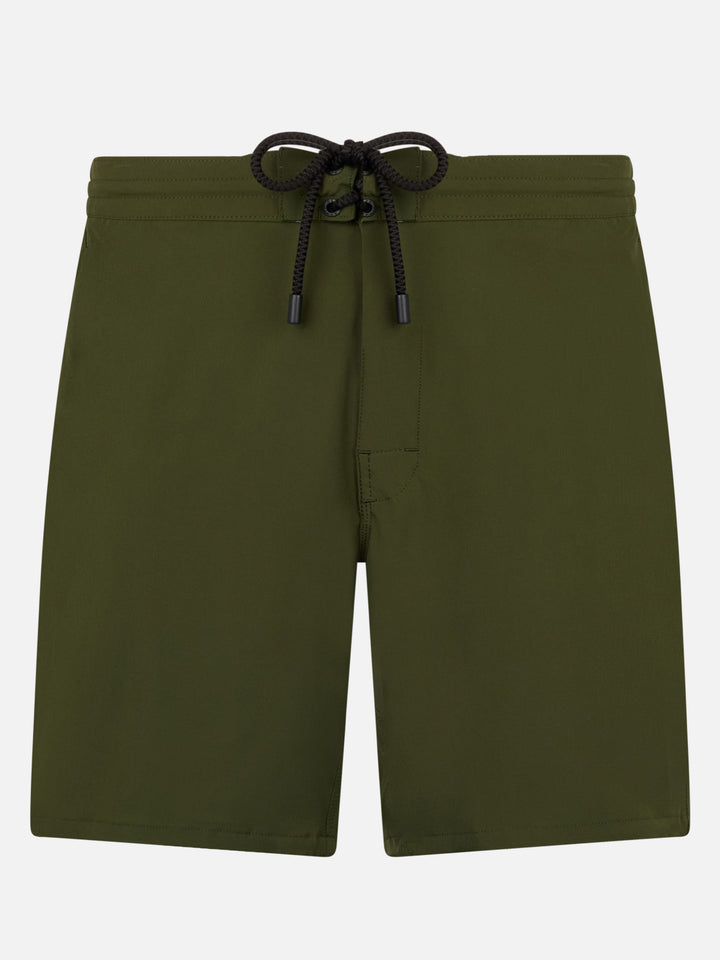 Military green long stretch Comfort Surf swim shorts