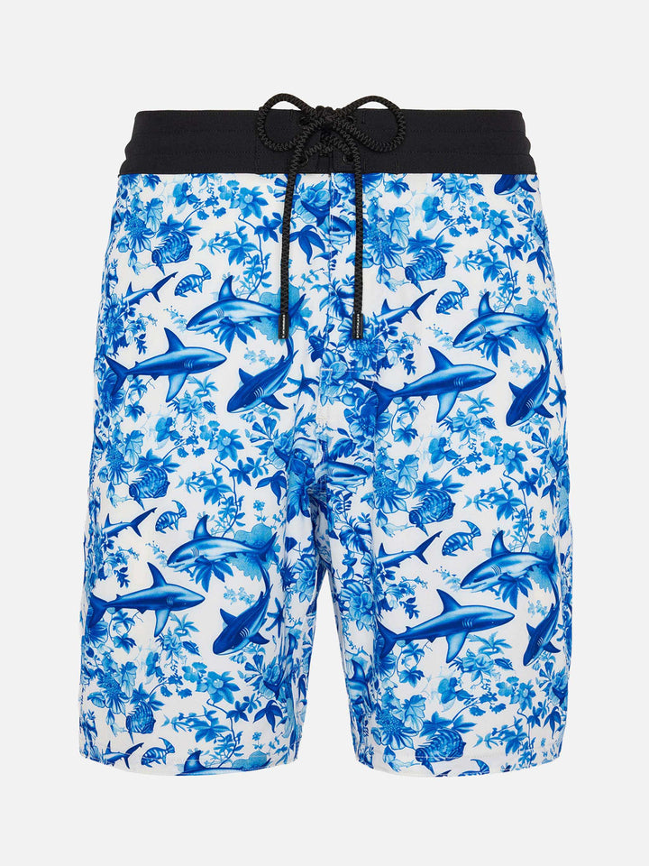 Bequeme Surf-Badeshorts mit Hai-Print | AI BY RICKDICK SPECIAL EDITION
