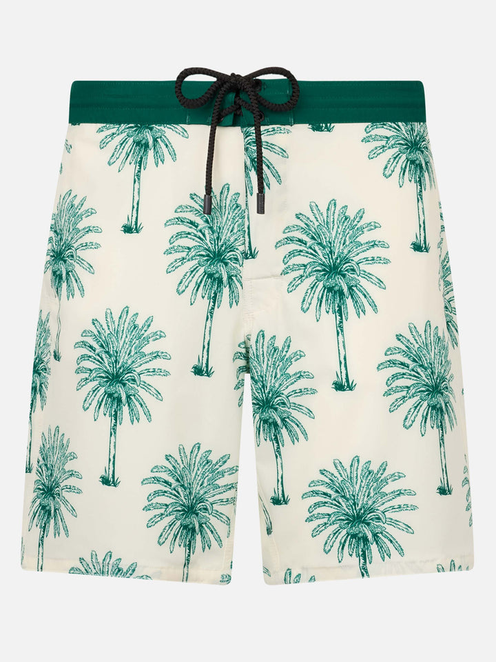 Long stretch Comfort Surf swim shorts with palm print - MC2 Saint Barth