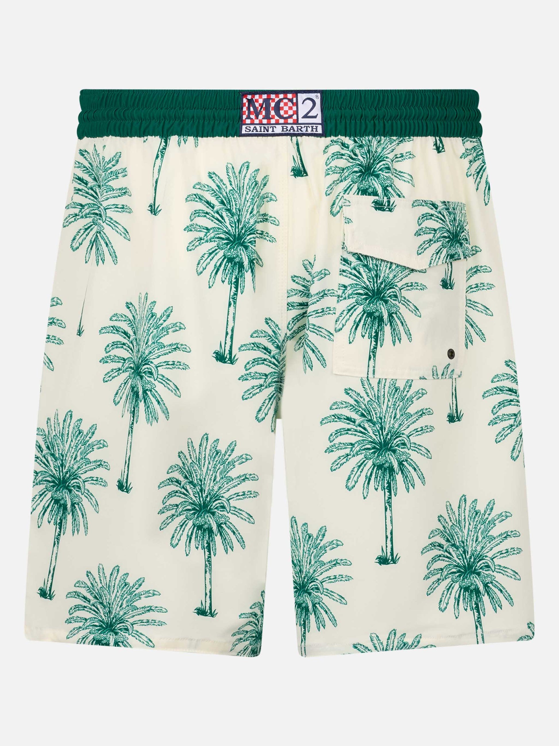 Long stretch Comfort Surf swim shorts with palm print - MC2 Saint Barth