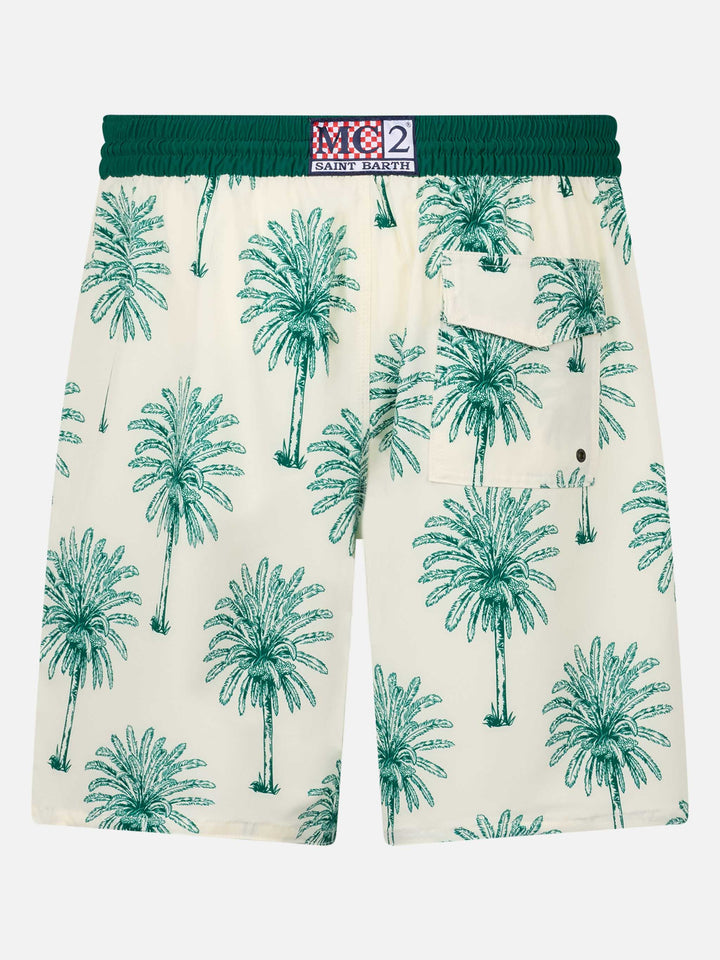Long stretch Comfort Surf swim shorts with palm print - MC2 Saint Barth