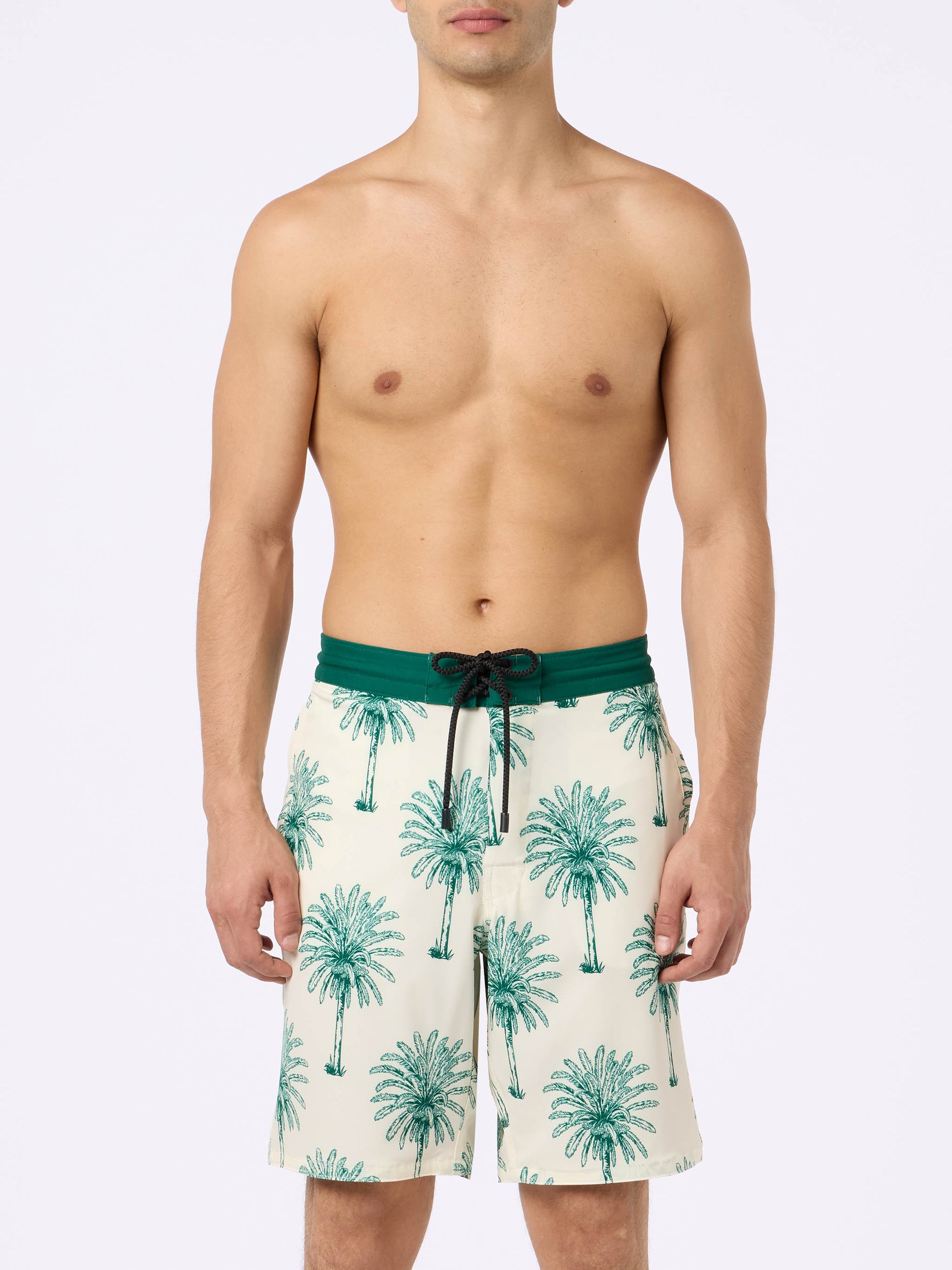 Long stretch Comfort Surf swim shorts with palm print - MC2 Saint Barth
