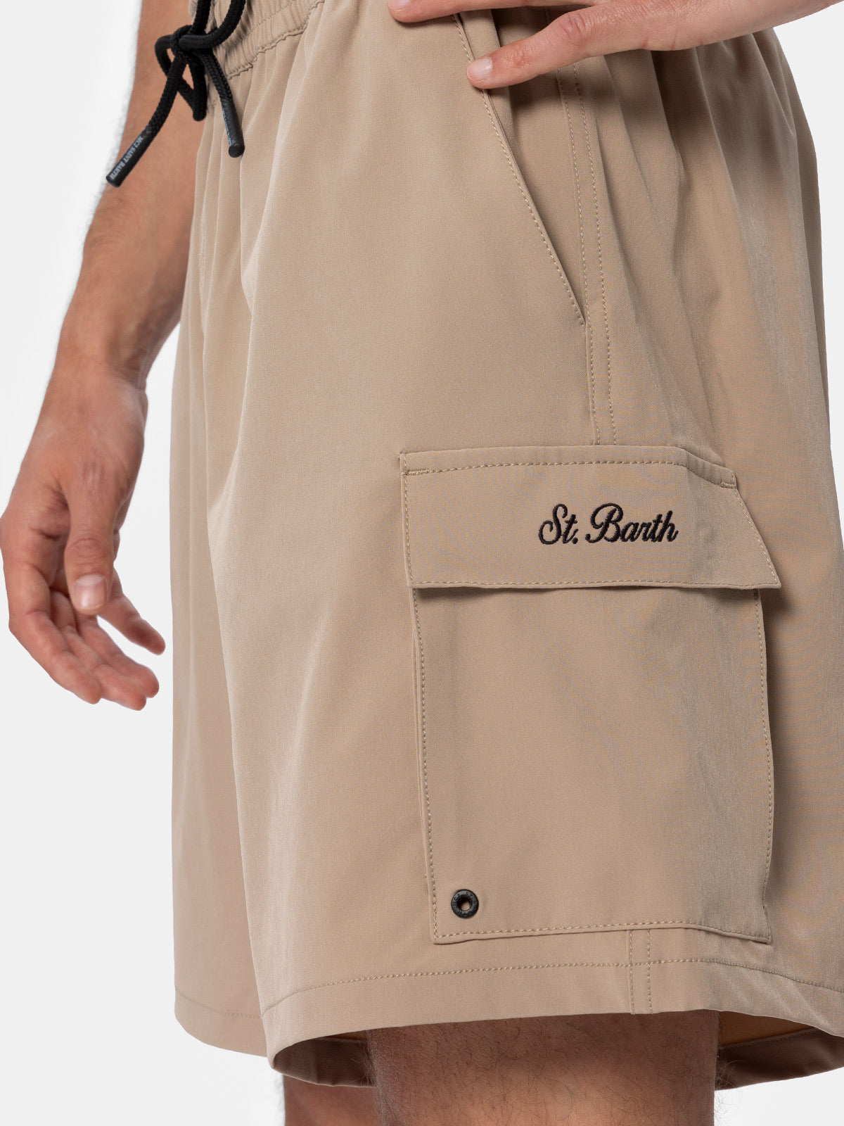 Beige classic stretch Comfort Travel swim shorts - MC2 Saint Barth