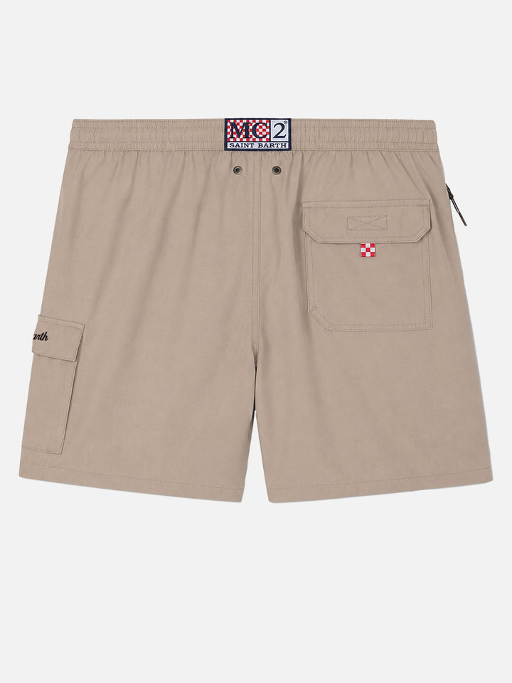 Beige classic stretch Comfort Travel swim shorts