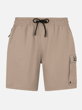 Beige classic stretch Comfort Travel swim shorts - MC2 Saint Barth