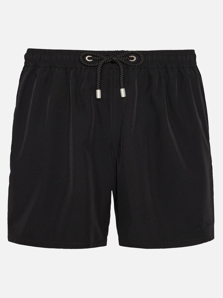 Schwarze Comfort Badeshorts mit St. Barth-Stickerei
