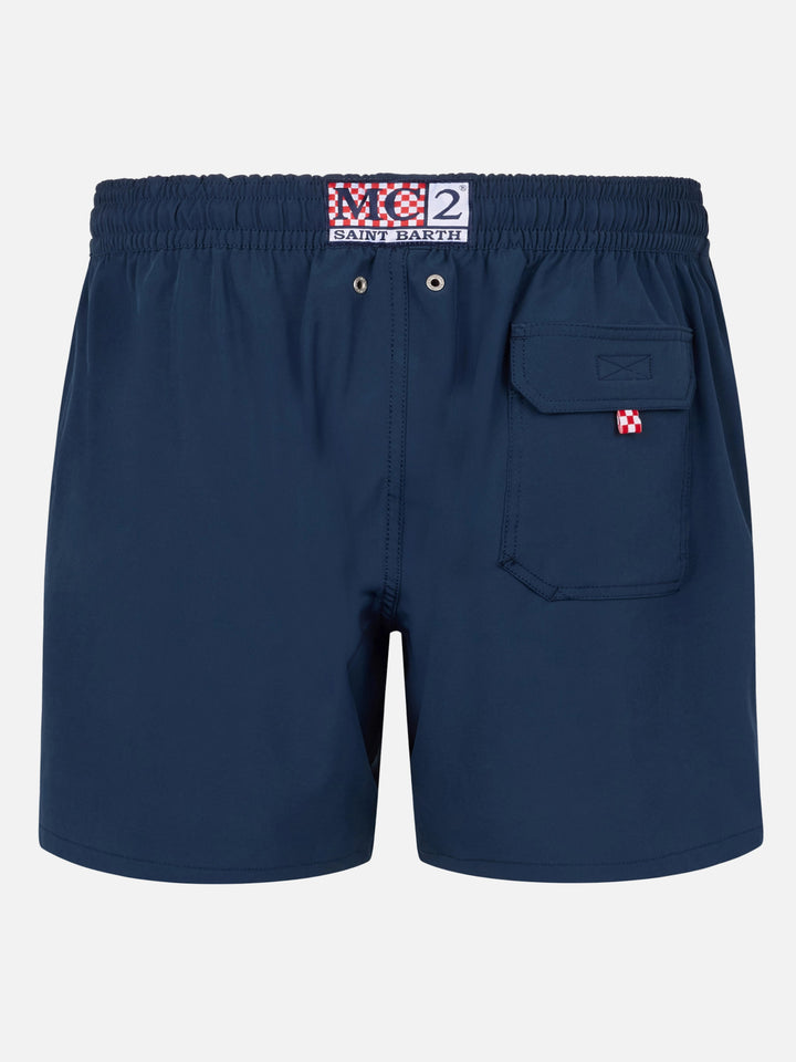 Comfort classic stretch swim shorts with Dal Padel alla Brace embroidery | INSULTI LUMINOSI SPECIAL EDITION