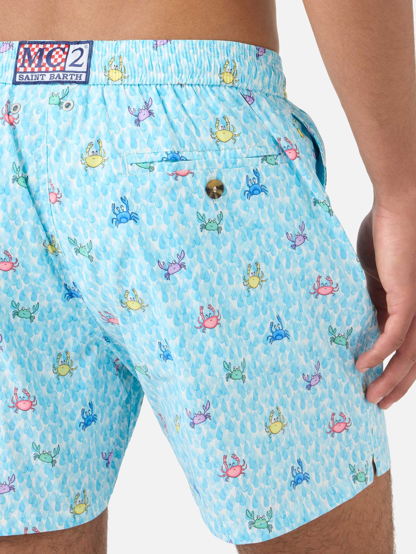 Short de bain stretch classique Comfort Light avec imprimé crabes 