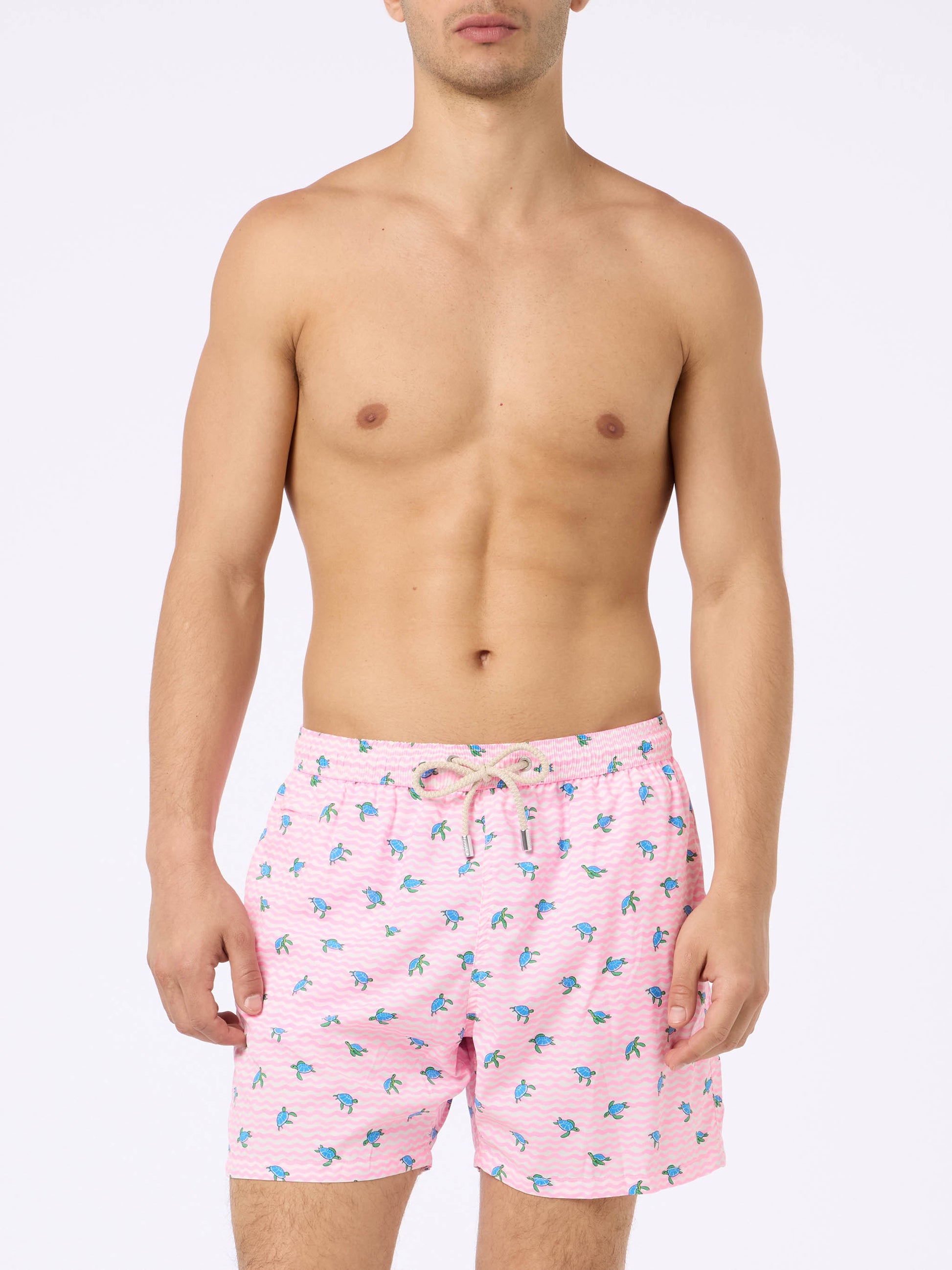 Comfort Light classic stretch swim shorts with sea turtles print - MC2 Saint Barth