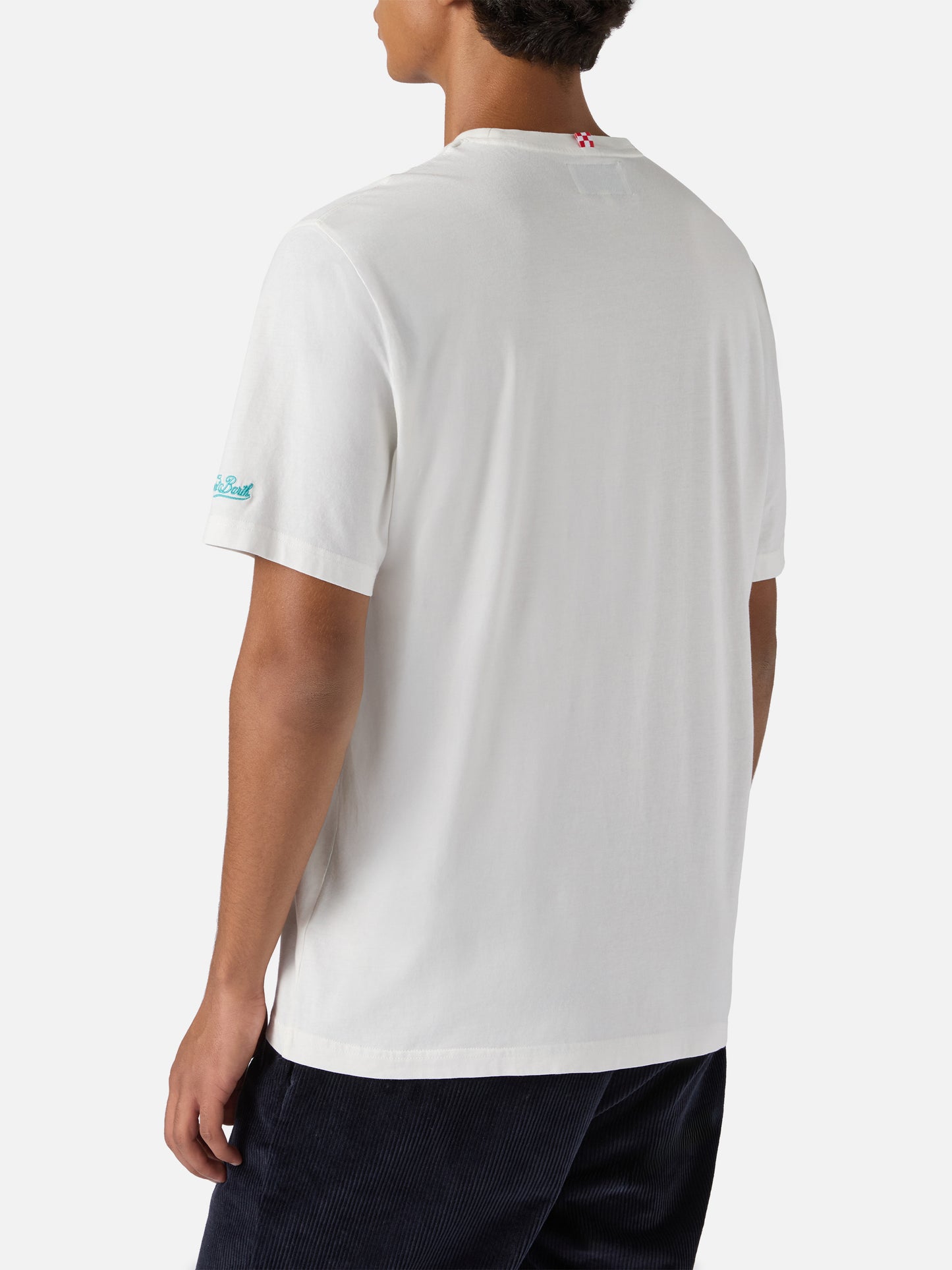 Connor cotton T-shirt in white with Time is Money pocket embroidery