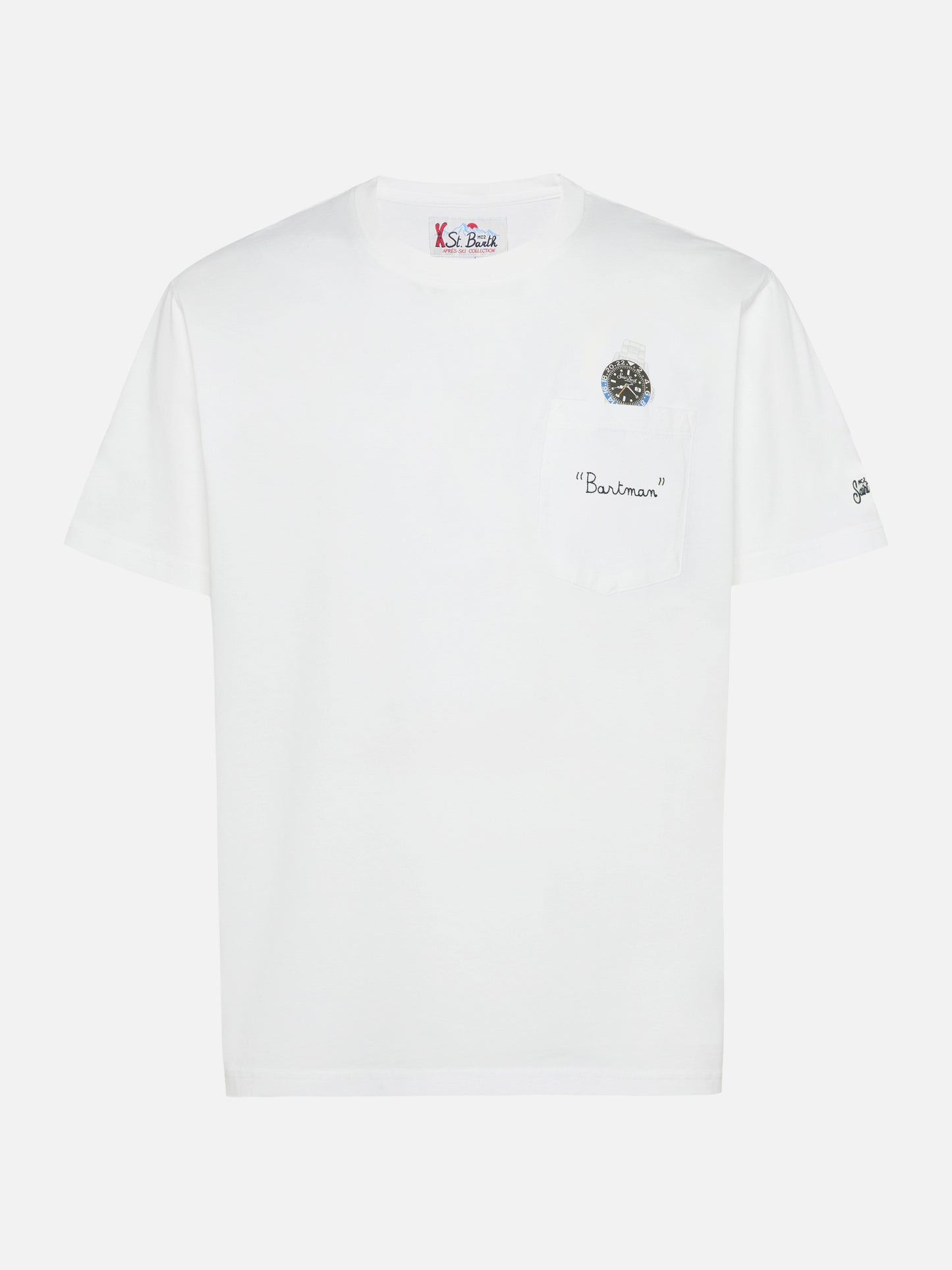 Connor cotton T-shirt in white with Bartman pocket embroidery